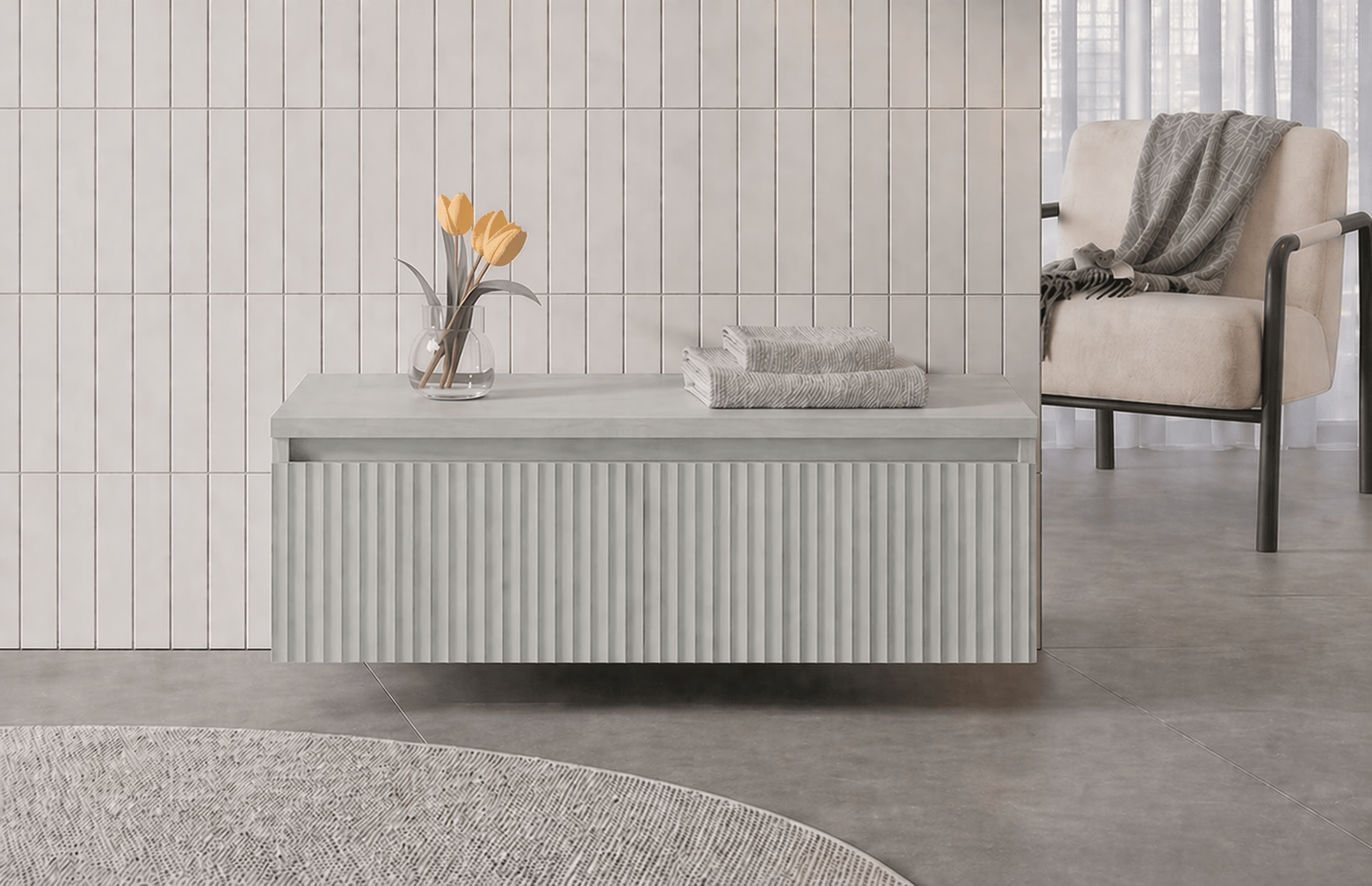 Orka Lentia Alt Yan Modül, 100 cm, Mat Kaşmir, 3009229ORKA3009229Lavabo Dolabı