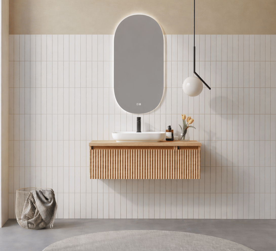 Orka Lentia Banyo Dolabı Takımı, 100 cm, Meşe (Ledli Ayna), 5007104ORKA5007104Banyo Dolabı Takımı