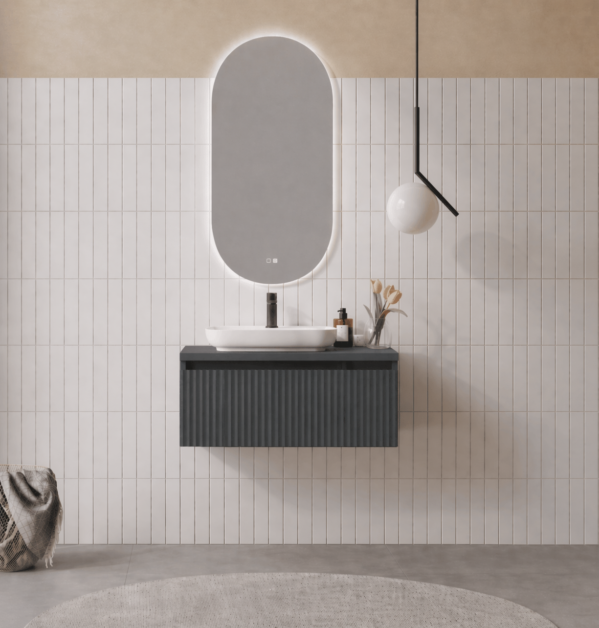 Orka Lentia Banyo Dolabı Takımı, 80 cm, Mat Antrasit (Ledli Ayna), 5007097ORKA5007097Banyo Dolabı Takımı