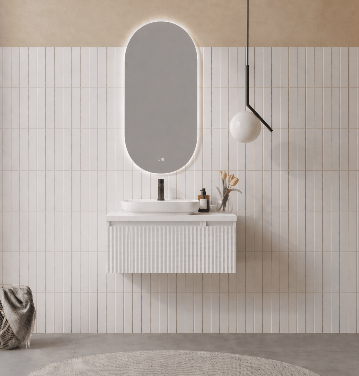 Orka Lentia Banyo Dolabı Takımı, 80 cm, Mat Beyaz (Ledli Ayna), 5007096ORKA5007096Banyo Dolabı Takımı
