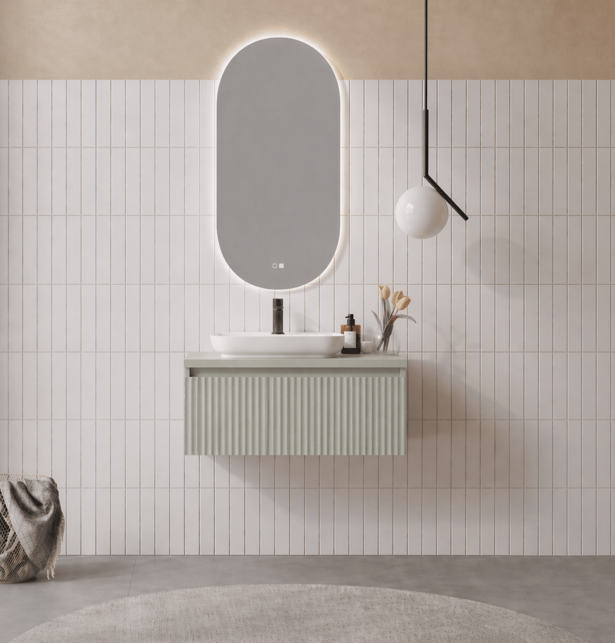 Orka Lentia Banyo Dolabı Takımı, 80 cm, Mat Kaşmir (Ledli Ayna), 5007098ORKA5007098Banyo Dolabı Takımı