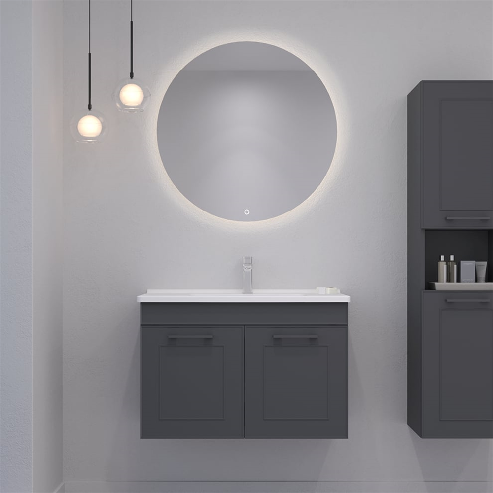Orka Limpo 80 cm Mat Antrasit Kapaklı Banyo Dolabı TakımıORKA5005616Banyo Dolabı Takımı