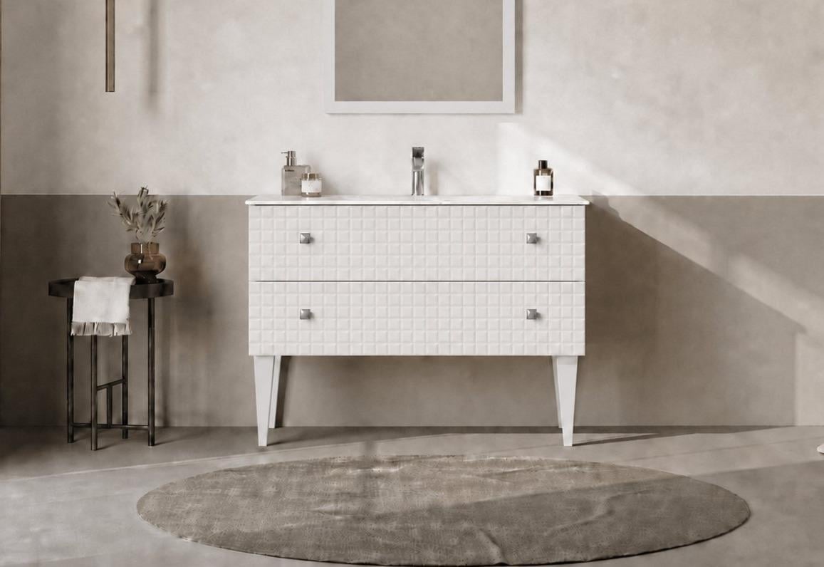 Orka LIPARI 100 cm Mat Beyaz / Krom Banyo Dolabı Alt Modül ve Lavabo (Ayaklı) , 5007333ORKA5007333Lavabo Dolabı