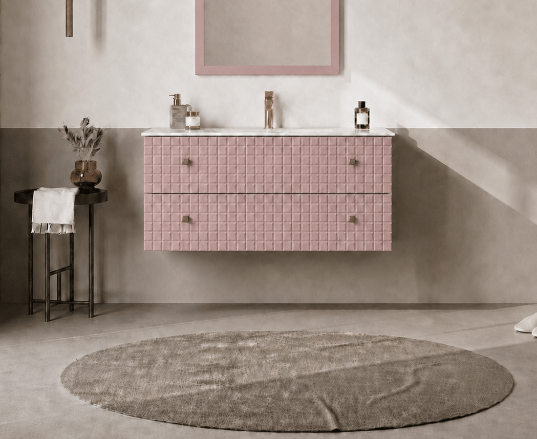 Orka LIPARI 100 cm Mat Pudra / Altın Banyo Dolabı Alt Modül ve Lavabo , 5008582ORKA5008582Lavabo Dolabı