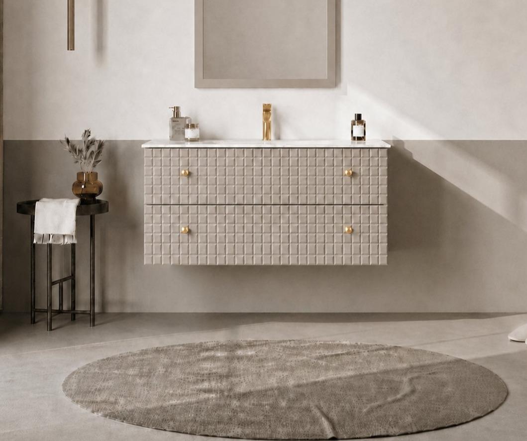 Orka LIPARI 100 cm Mat Vizon / Altın Banyo Dolabı Alt Modül ve Lavabo , 5007294ORKA5007294Lavabo Dolabı