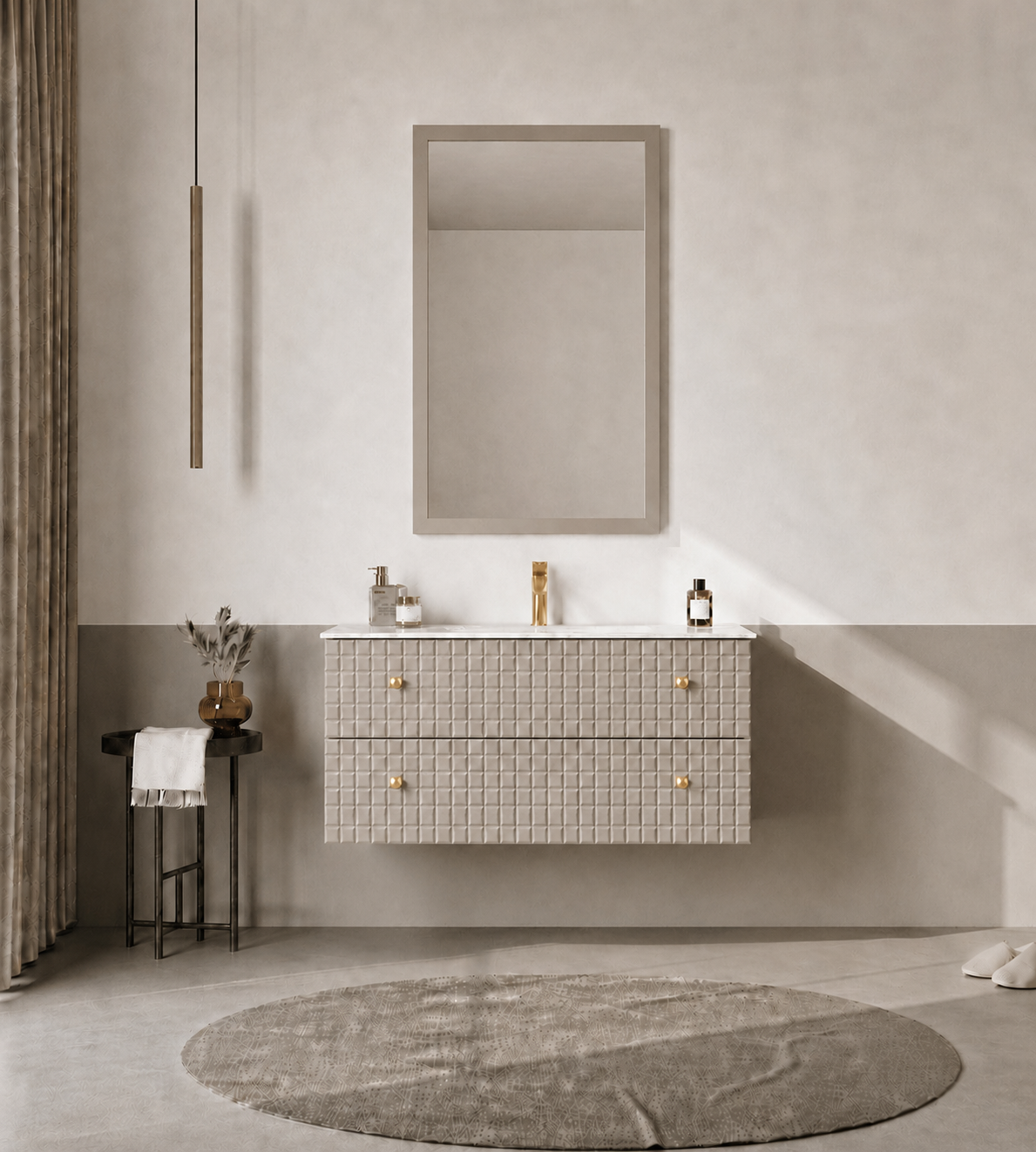 Orka LIPARI 100 cm Mat Vizon / Altın Banyo Dolabı Takımı , 5007305ORKA5007305Banyo Dolabı Takımı