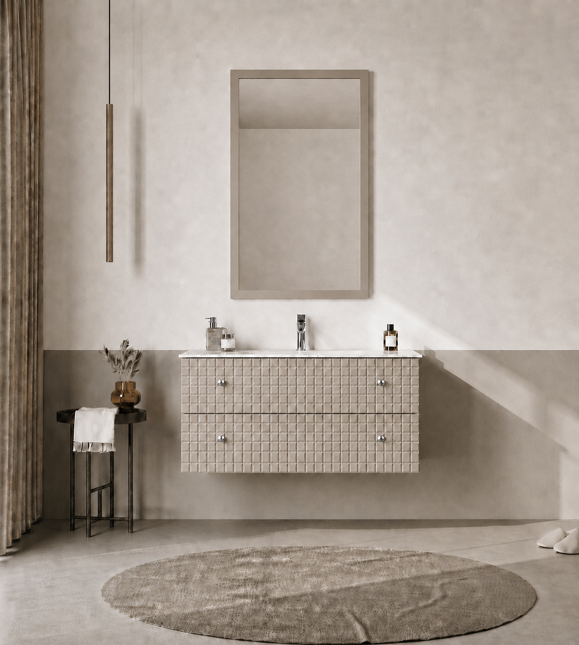 Orka LIPARI 100 cm Mat Vizon / Krom Banyo Dolabı Takımı , 5007321ORKA5007321Banyo Dolabı Takımı