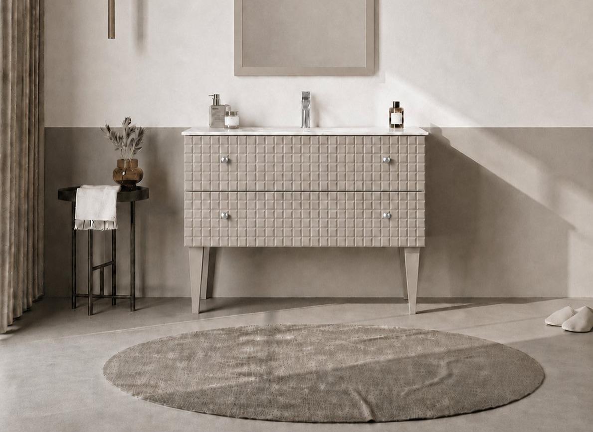 Orka LIPARI 100 cm Mat Vizon / Krom Banyo Dolabı Alt Modül ve Lavabo (Ayaklı) , 5007334ORKA5007334Lavabo Dolabı
