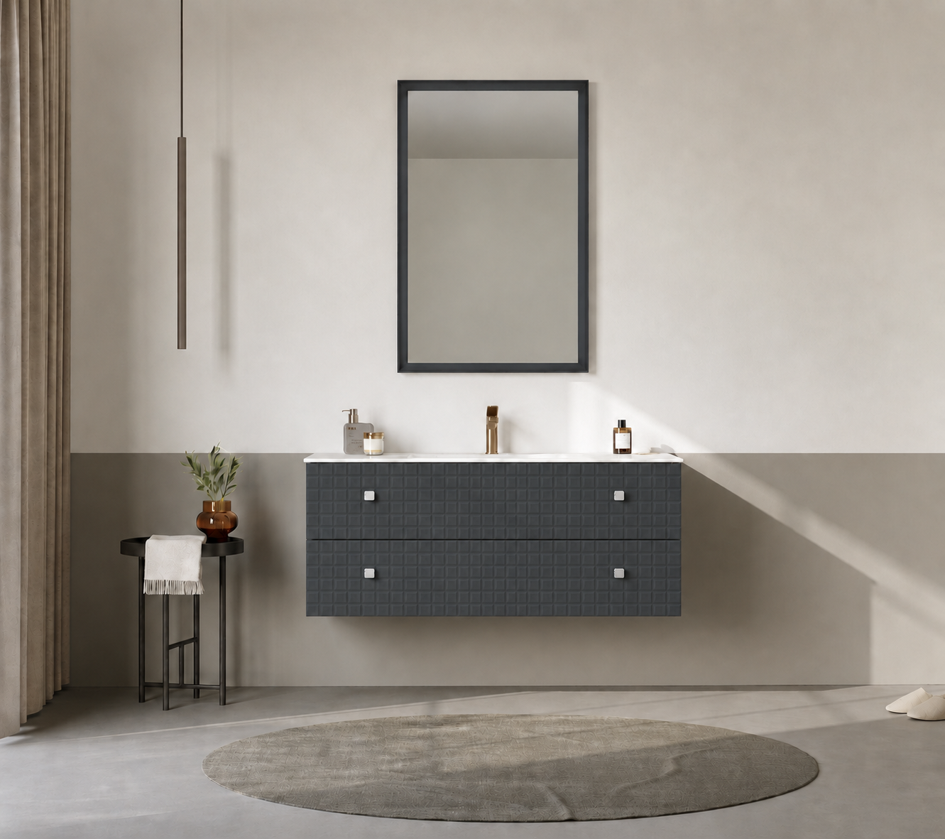 Orka LIPARI 120 cm Mat Antrasit / Altın Banyo Dolabı Takımı , 5007328ORKA5007328Banyo Dolabı Takımı