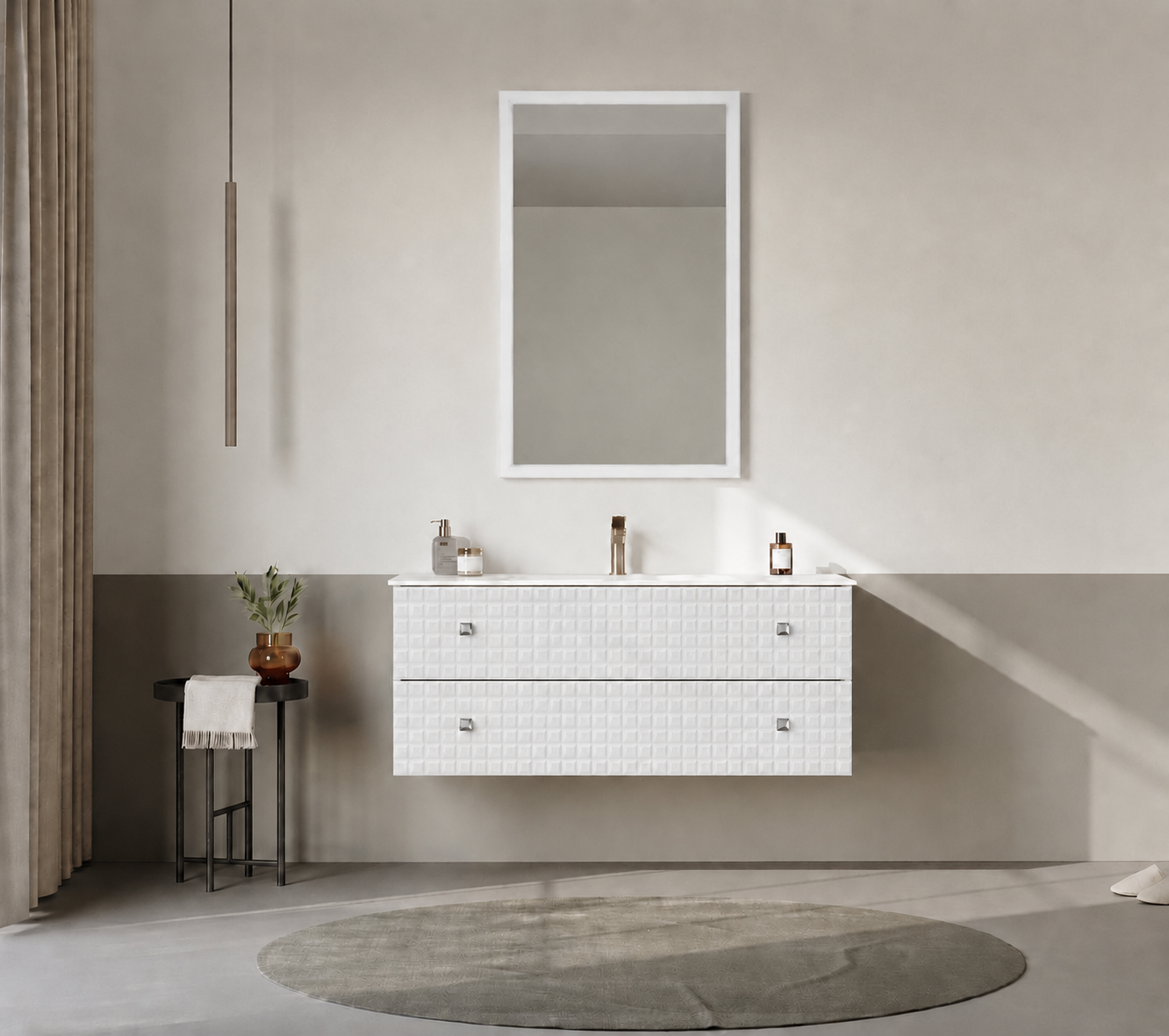 Orka LIPARI 120 cm Mat Beyaz / Krom Banyo Dolabı Takımı , 5007326ORKA5007326Banyo Dolabı Takımı