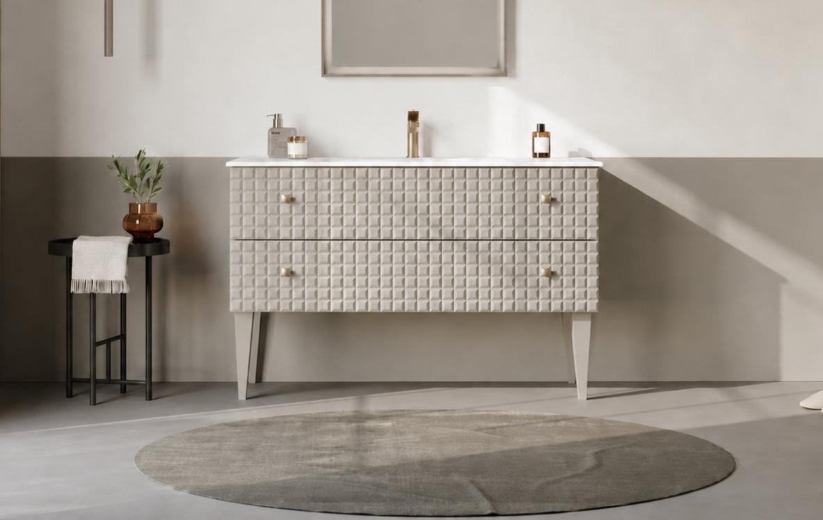 Orka LIPARI 120 cm Mat Vizon / Altın Banyo Dolabı Alt Modül ve Lavabo (Ayaklı) , 5007337ORKA5007337Lavabo Dolabı