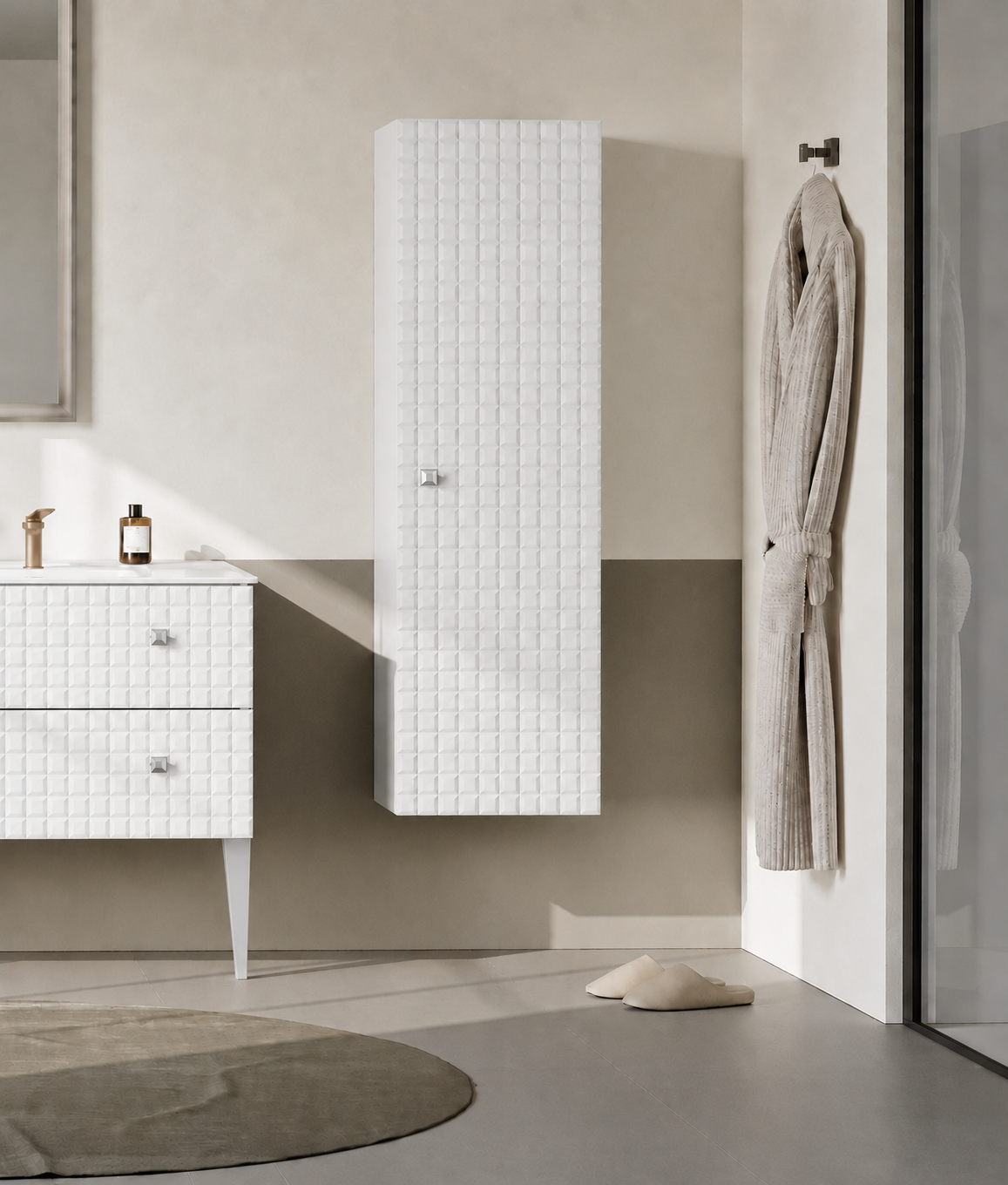 Orka LIPARI 40 cm Boy Dolabı Mat Beyaz/Krom (Sağ/Sol) , 3009458ORKA3009458Banyo Boy Dolabı Modelleri 