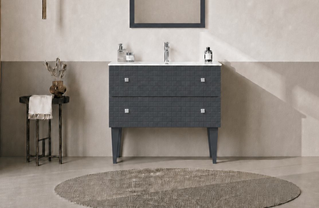 Orka LIPARI 80 cm Mat Antrasit / Krom Banyo Dolabı Alt Modül ve Lavabo (Ayaklı) , 5008992ORKA5008992Lavabo Dolabı