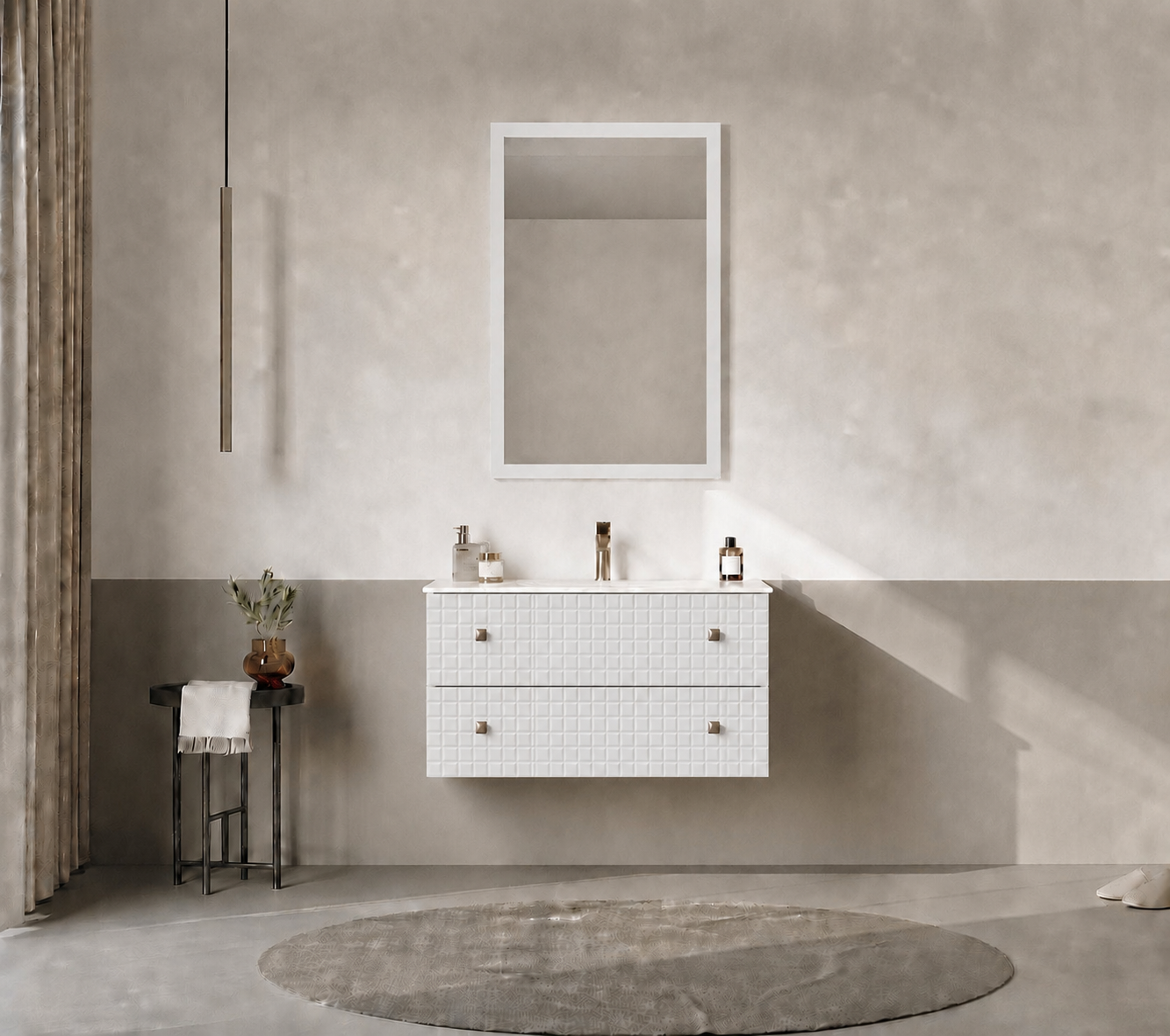 Orka LIPARI 80 cm Mat Beyaz / Altın Banyo Dolabı Takımı , 5008978ORKA5008978Banyo Dolabı Takımı