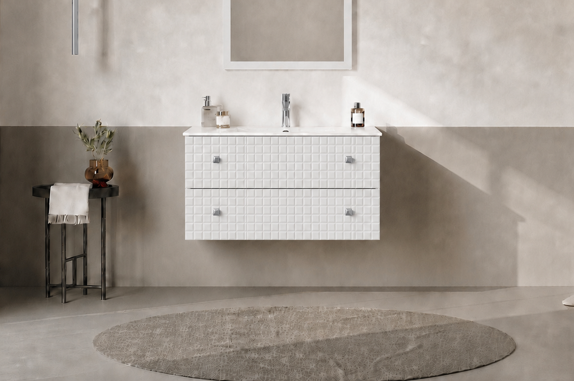Orka LIPARI 80 cm Mat Beyaz / Krom Banyo Dolabı Alt Modül ve Lavabo , 5008981ORKA5008981Lavabo Dolabı