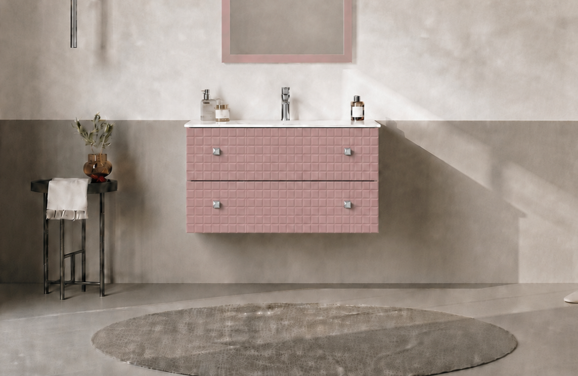 Orka LIPARI 80 cm Mat Pudra / Krom Banyo Dolabı Alt Modül ve Lavabo , 5009001ORKA5009001Lavabo Dolabı