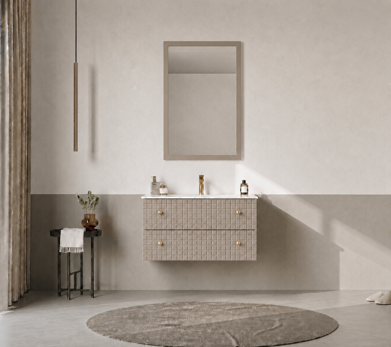 Orka LIPARI 80 cm Mat Vizon / Altın Banyo Dolabı Takımı , 5008979ORKA5008979Banyo Dolabı Takımı