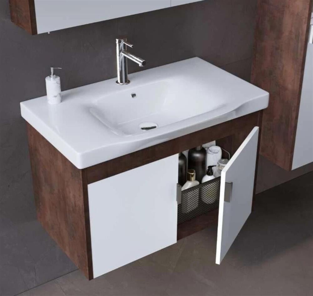 Orka Luna 80 cm Kahve Banyo Dolabı Alt Modül ve LavaboORKA5001420Lavabo Dolabı