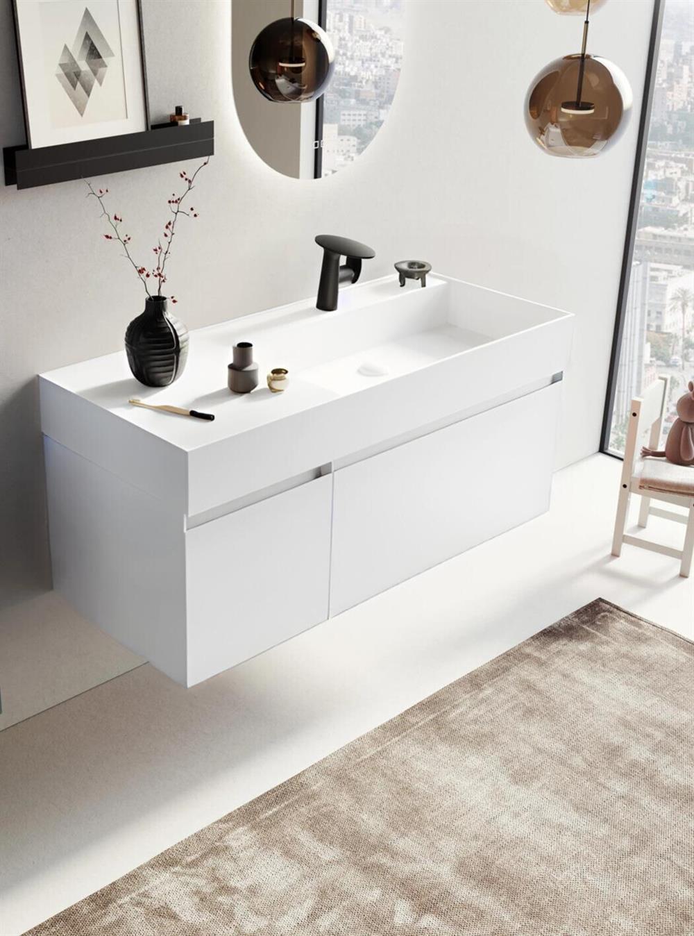 Orka Lusso 120 cm Beyaz Banyo Dolabı Alt Modül ve LavaboORKA5004997Lavabo Dolabı