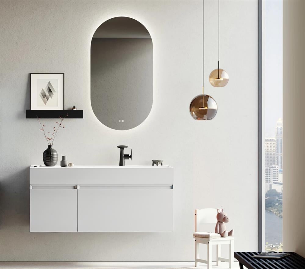Orka Lusso 120 cm Mat Beyaz Ledli Ayna Banyo Dolabı TakımıORKA5004992Banyo Dolabı Takımı