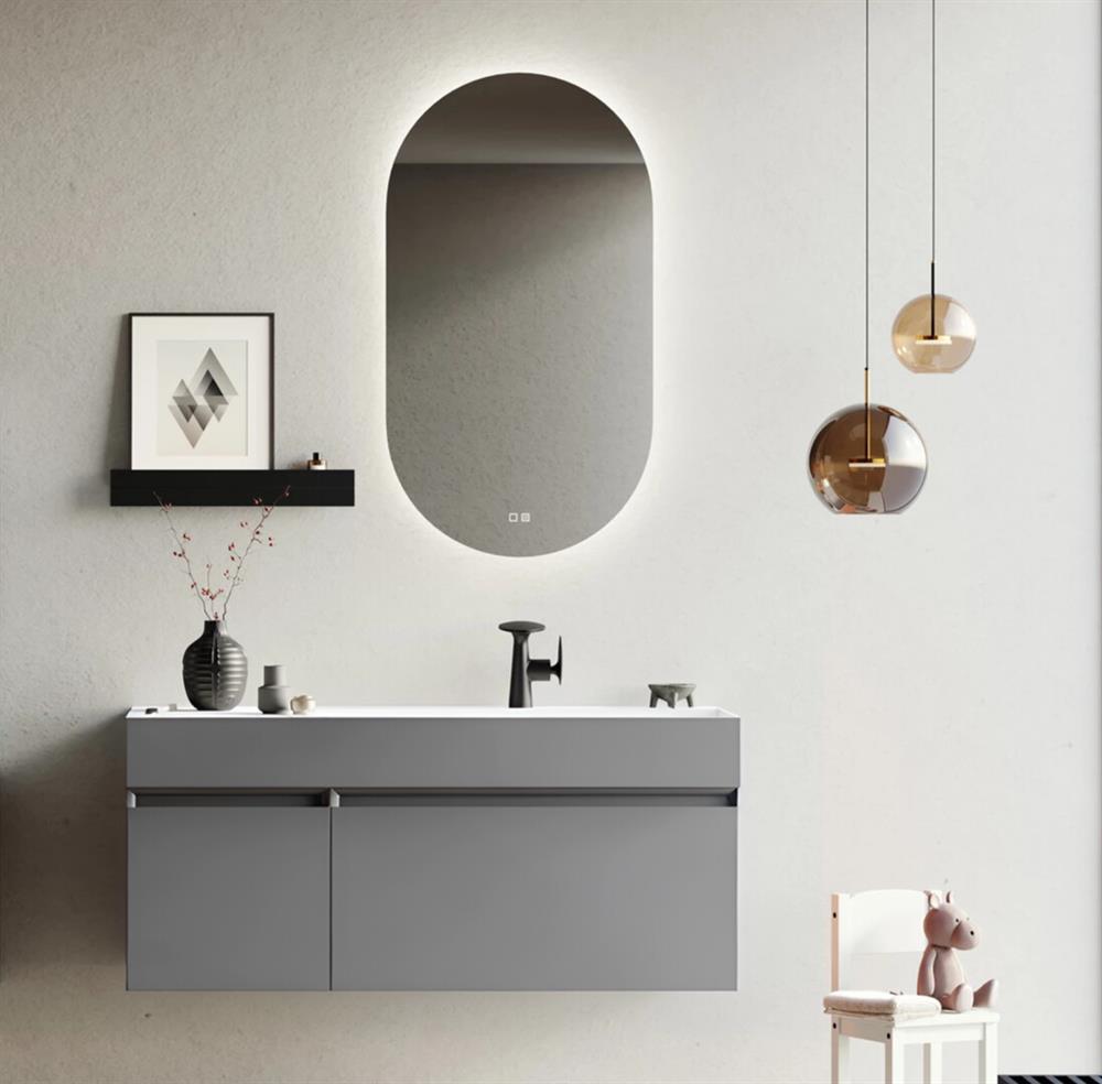 Orka Lusso 120 cm Mat Gri Ledli Ayna Banyo Dolabı TakımıORKA5005002Banyo Dolabı Takımı