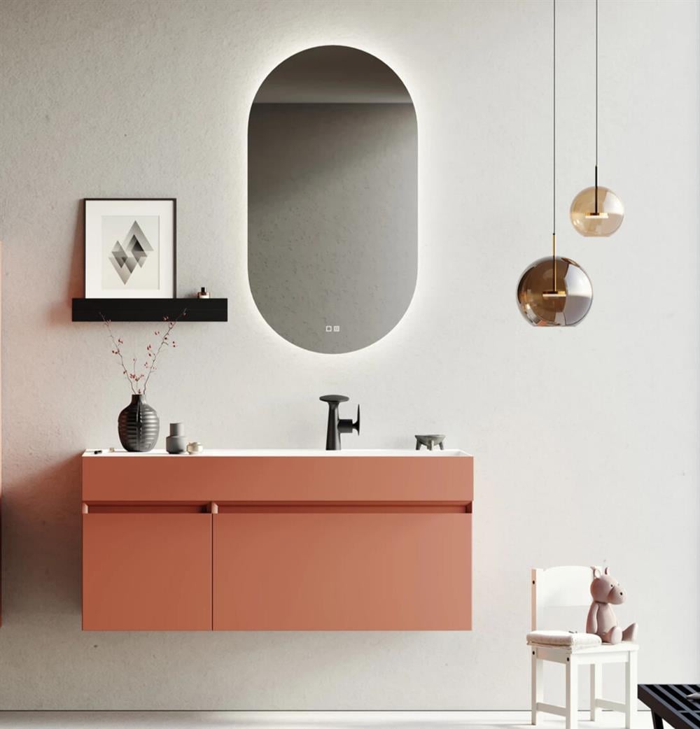 Orka Lusso 120 cm Mat Tarçın Ledli Ayna Banyo Dolabı TakımıORKA5003964Banyo Dolabı Takımı