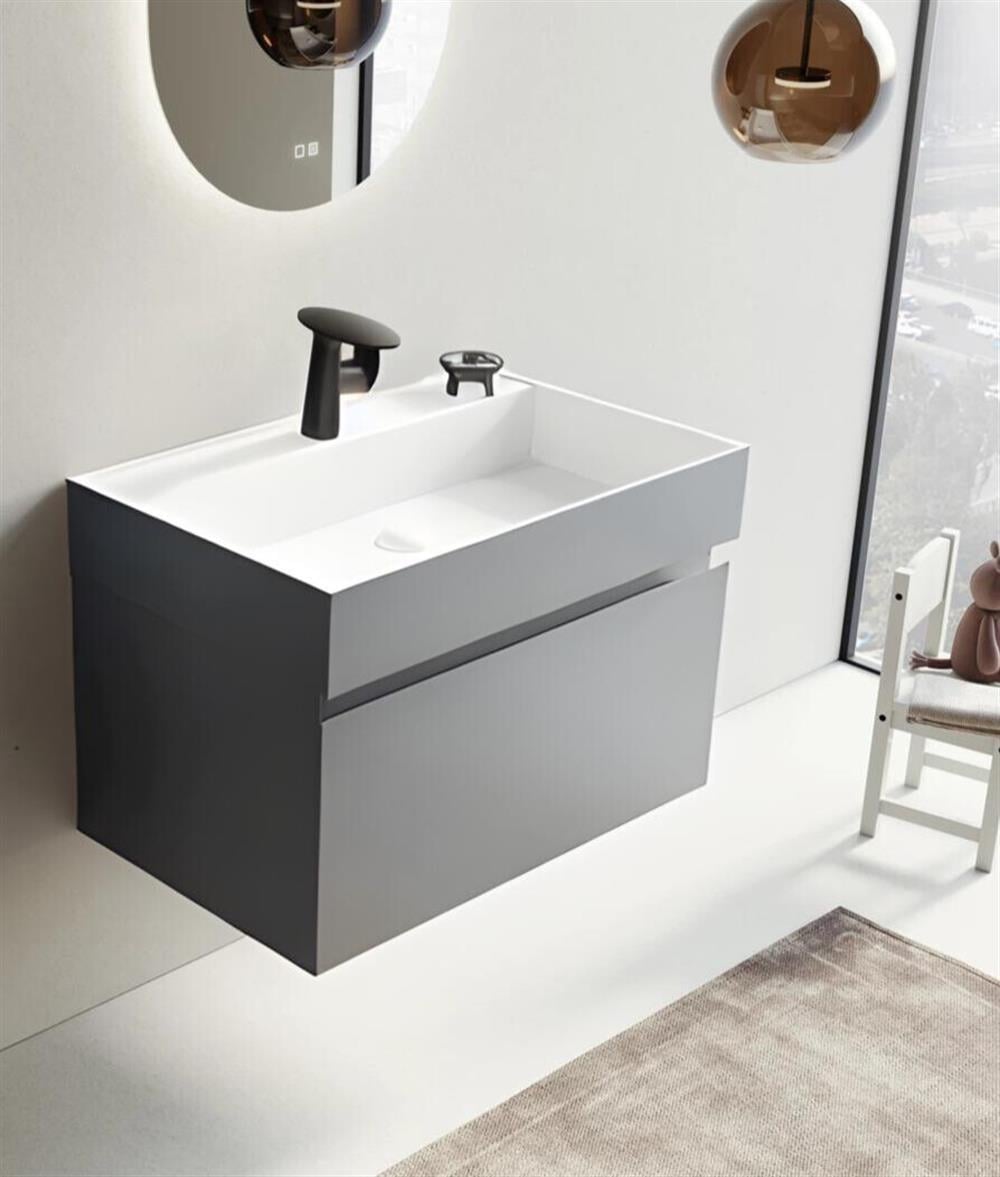 Orka Lusso 80 cm Gri Banyo Dolabı Alt Modül ve LavaboORKA5005005Lavabo Dolabı