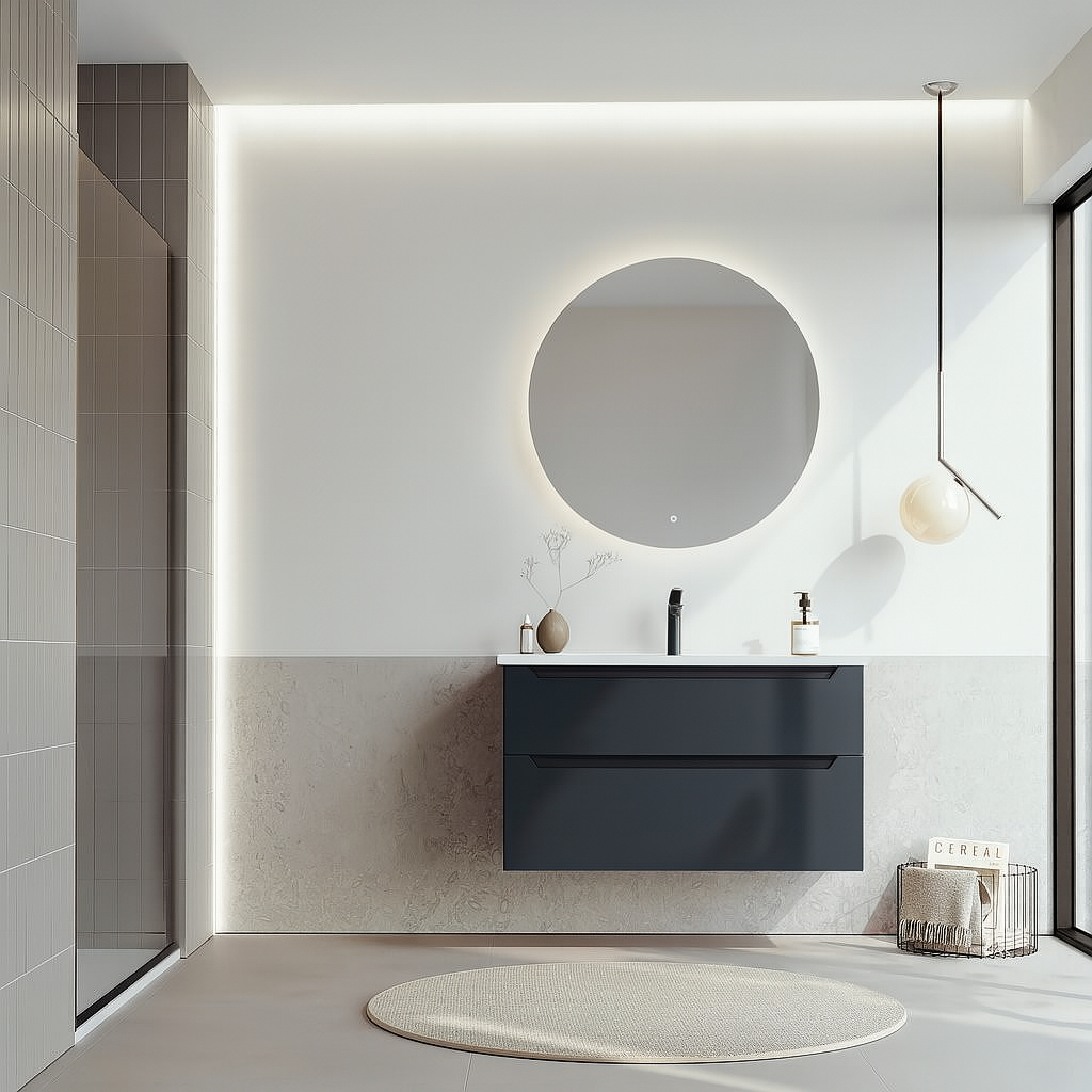 Orka Messina 100 cm Mat Antrasit Banyo Dolabı Takımı (Ledli Ayna)ORKA5006664Banyo Dolabı Takımı