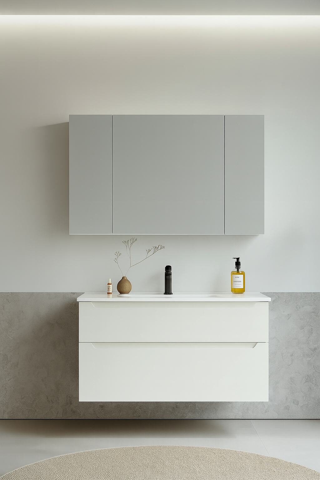 Orka Messina 100 cm Mat Beyaz Banyo Dolabı Takımı (Dolaplı Ayna)ORKA5007144Banyo Dolabı Takımı