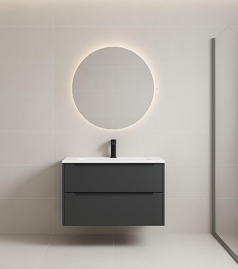 Orka Messina 65 cm Mat Antrasit Banyo Dolabı Takımı (Ledli Ayna) ORKA5006656Banyo Dolabı Takımı