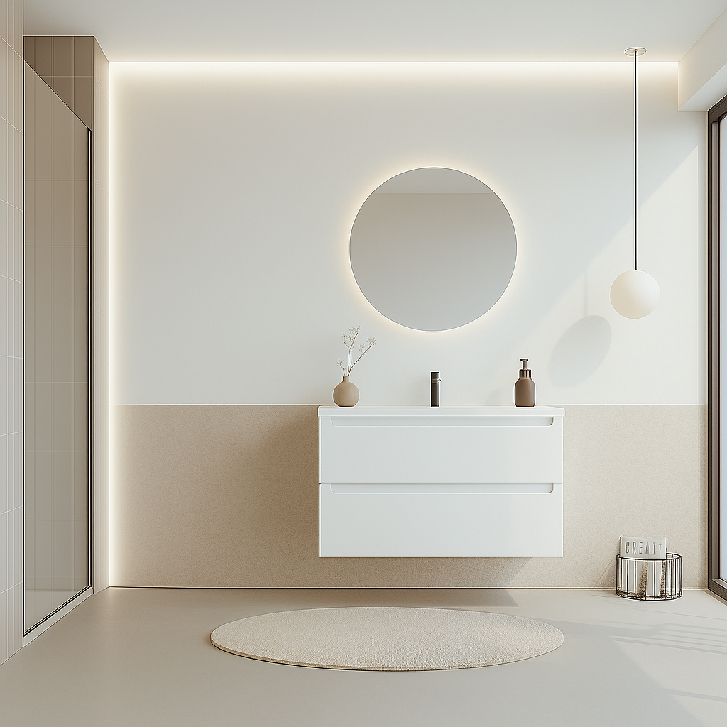 Orka Messina 85 cm Mat Beyaz Banyo Dolabı Takımı (Ledli Ayna)ORKA5006657Banyo Dolabı Takımı