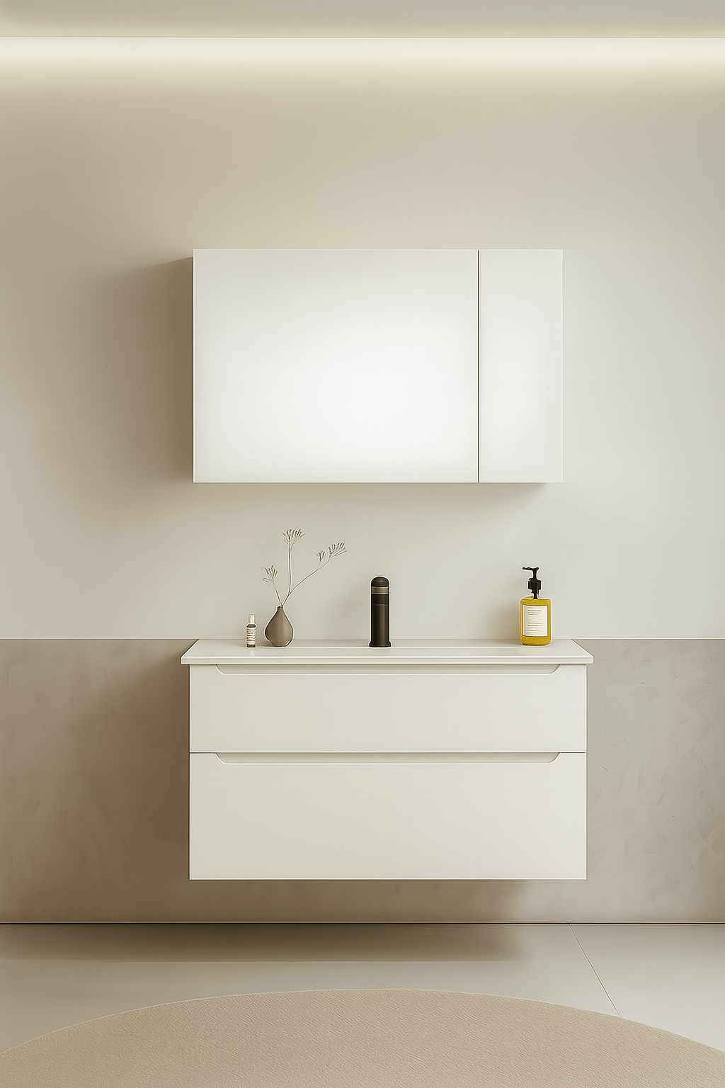 Orka Messina 85 cm Mat Beyaz Banyo Dolabı Takımı (Dolaplı Ayna)ORKA5007139Banyo Dolabı Takımı