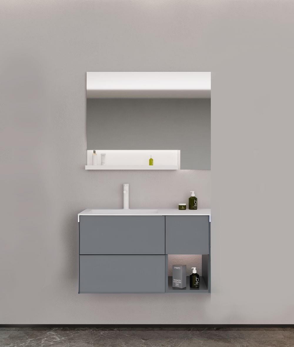 Orka Milano 100 cm Mat Gri Banyo Dolabı TakımıORKA5004353Banyo Dolabı Takımı