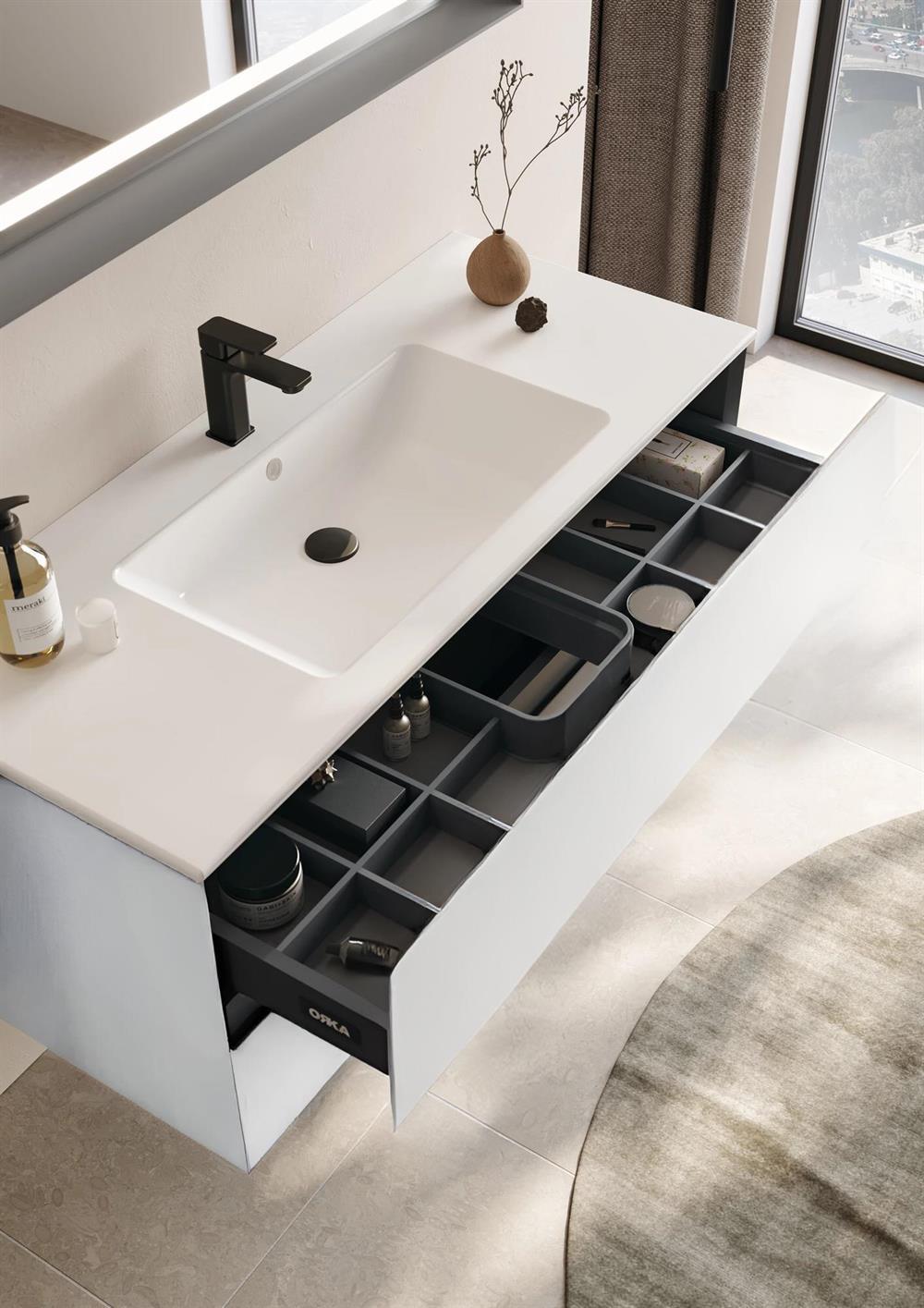 Orka Nest 121 cm Mat Beyaz Banyo Dolabı Alt Modül ve LavaboORKA5001626Lavabo Dolabı