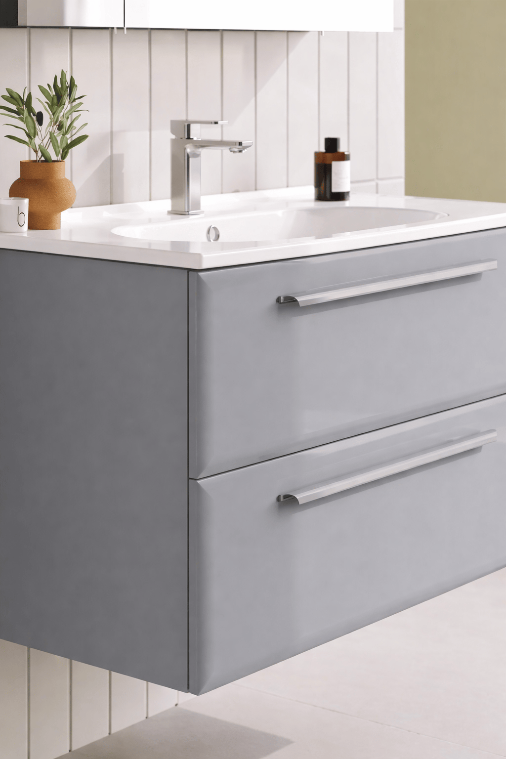 Orka Nuvola 100 cm Parlak Lake Gri Banyo Dolabı Alt Modül ve Lavabo, 5001661ORKA5001661Lavabo Dolabı