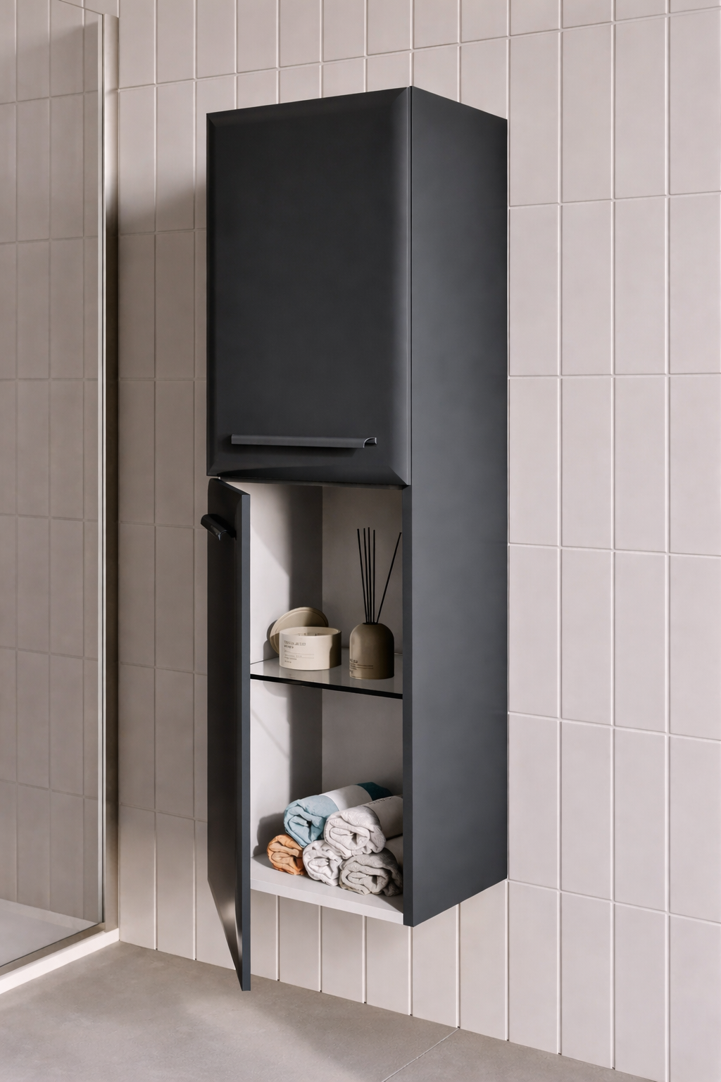 Orka Nuvola 40 cm Parlak Lake Antrasit Banyo Boy Çamaşır Dolabı, 3001702ORKA3001702Banyo Boy Dolabı Modelleri 