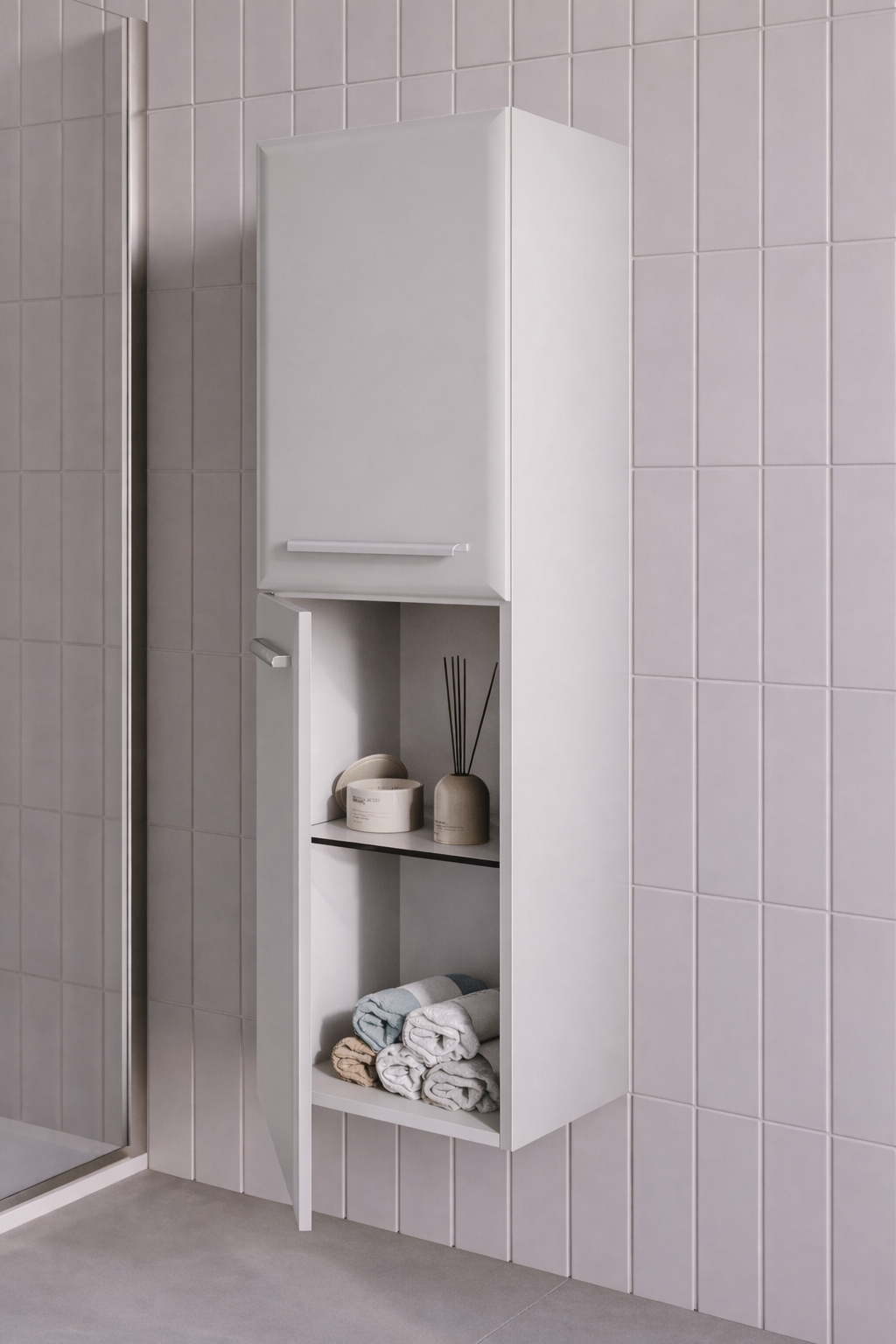 Orka Nuvola 40 cm Parlak Lake Kaşmir Banyo Boy Çamaşır Dolabı, 3001734ORKA3001734Banyo Boy Dolabı Modelleri 