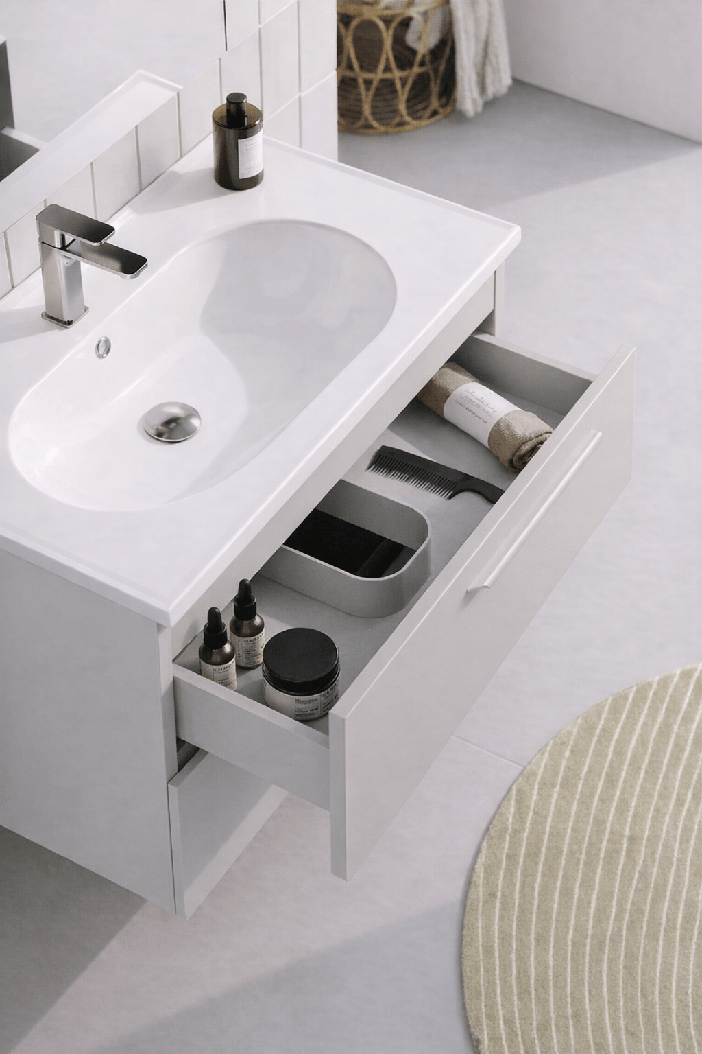 Orka Nuvola 65 cm Parlak Lake Kaşmir Banyo Dolabı Alt Modül ve Lavabo, 5001651ORKA5001651Lavabo Dolabı