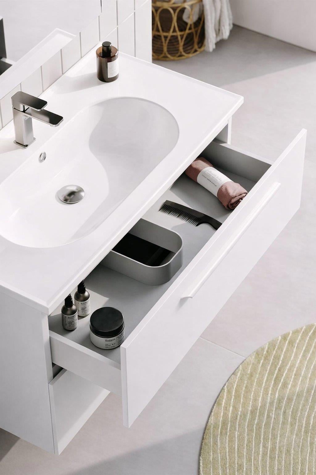 Orka Nuvola 80 cm Parlak Lake Beyaz Banyo Dolabı Alt Modül ve Lavabo, 5001652ORKA5001652Lavabo Dolabı