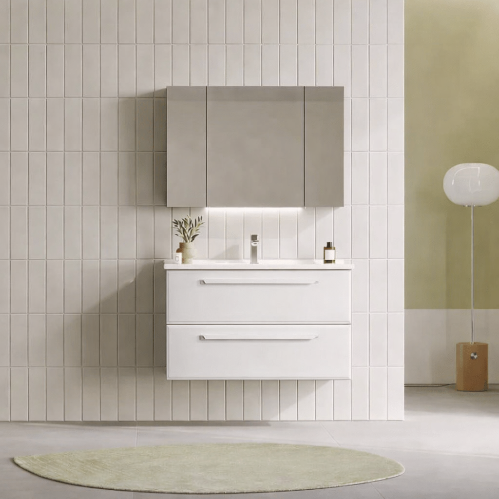 Orka Nuvola Banyo Dolabı Takımı, 100 cm, Parlak Lake Beyaz (Ledli-Dolaplı Ayna), 5004183ORKA5004183Banyo Dolabı Takımı