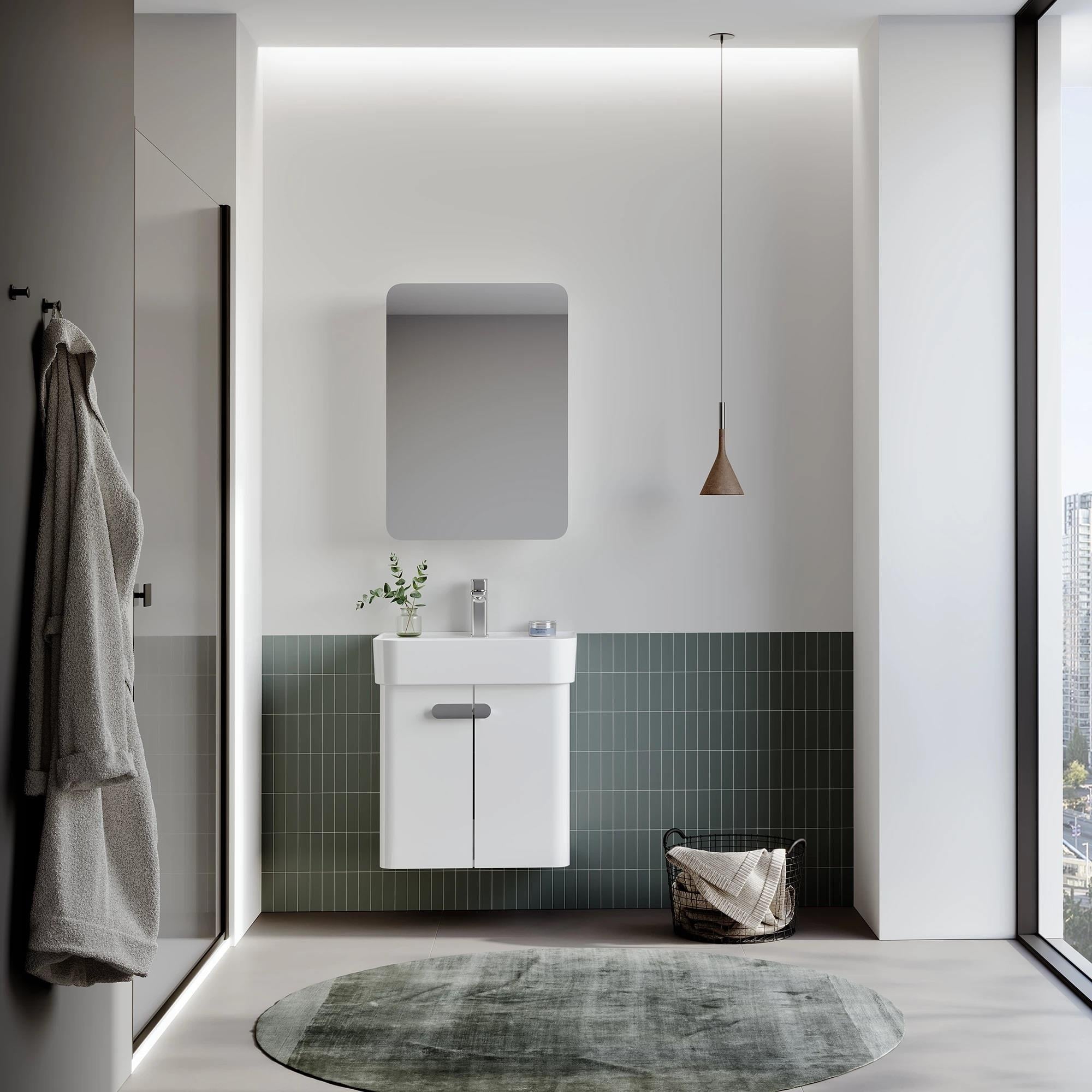 Orka Orbit Banyo Dolabı Takımı, 55 cm, Parlak Lake Beyaz (Dolaplı Ayna), 5000607ORKA5000607Banyo Dolabı Takımı