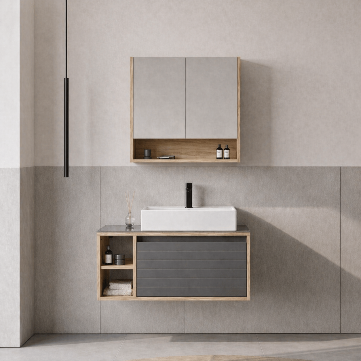 Orka Prato 100 Cm Banyo Dolap Takımı Navaro (Dolaplı)ORKA5003620Banyo Dolabı Takımı