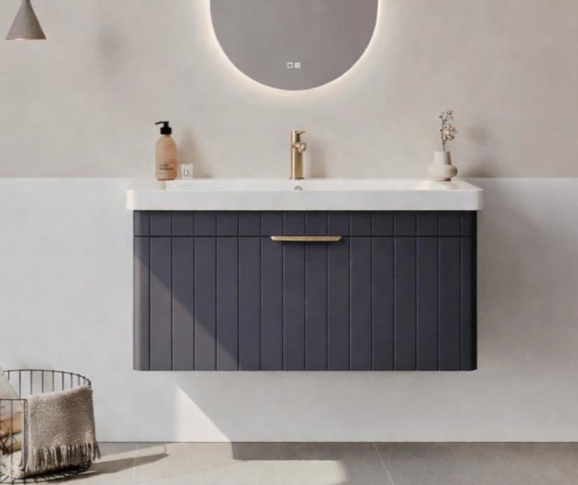 Orka Procıda 105 cm Mat Antrasit / Altın Kulplu ,Banyo Dolabı Alt Modül ve Lavabo, 5007218ORKA5007218Lavabo Dolabı