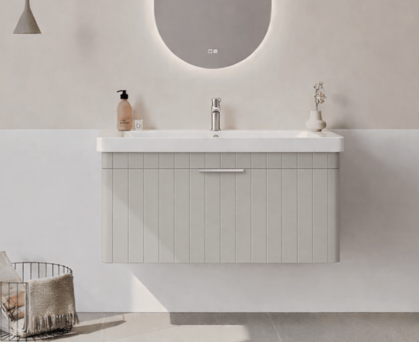 Orka Procıda 105 cm Mat Kaşmir / Krom Kulplu ,Banyo Dolabı Alt Modül ve Lavabo, 5007223ORKA5007223Lavabo Dolabı