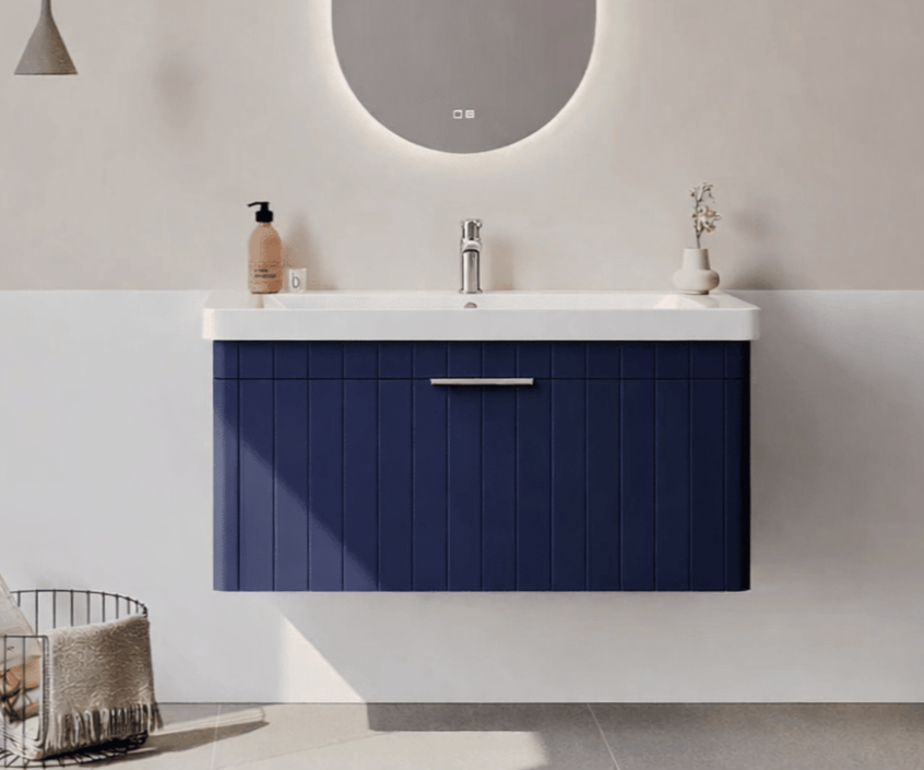 Orka Procıda 105 cm Mat Lacivert / Krom Kulplu ,Banyo Dolabı Alt Modül ve Lavabo, 5007224ORKA5007224Lavabo Dolabı