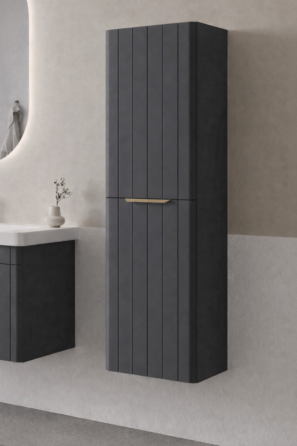 Orka Procıda 40 Cm Mat Antrasit / Altın Kulplu Banyo Boy Dolabı, 3009338ORKA3009338Banyo Boy Dolabı Modelleri 