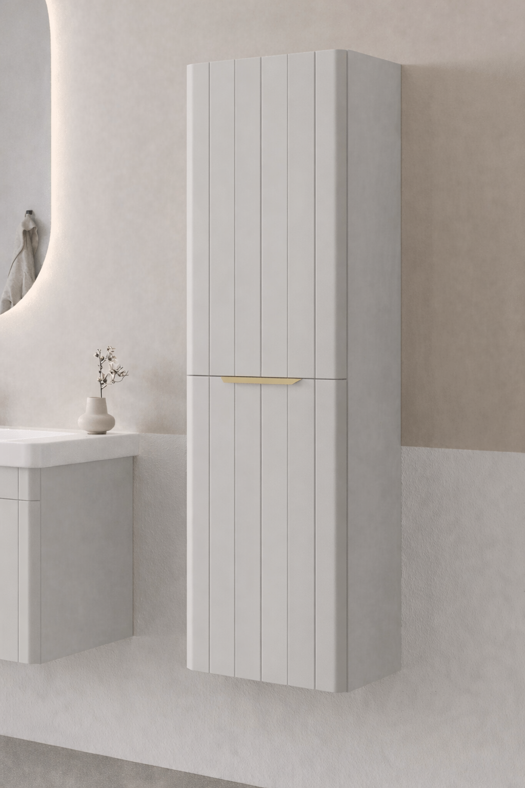 Orka Procıda 40 Cm Mat Kaşmir / Altın Kulplu Banyo Boy Dolabı, 3009339ORKA3009339Banyo Boy Dolabı Modelleri 