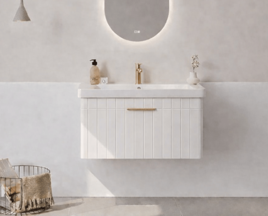 Orka Procıda 80 Cm Mat Beyaz / Altın Banyo Dolabı Alt Modül ve LavaboORKA5007209Lavabo Dolabı