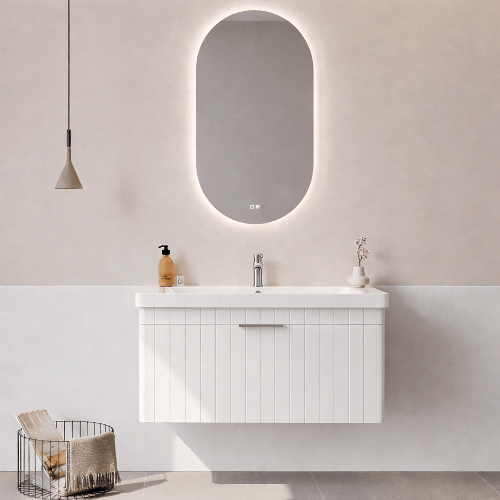 Orka Procıda Banyo Dolabı Takımı, 105 cm, Mat Beyaz (Ledli Ayna-Krom Kulp), 5007245ORKA5007245Banyo Dolabı Takımı