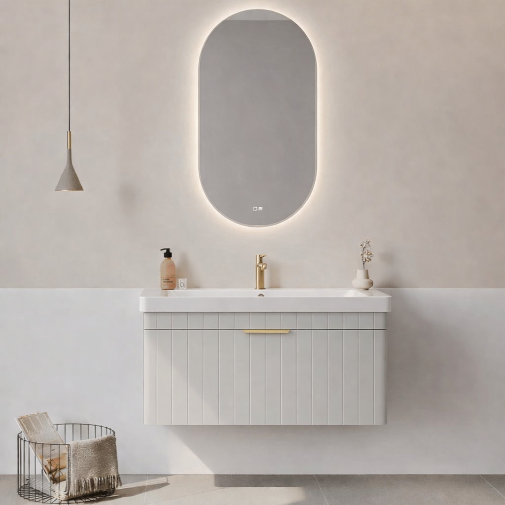 Orka Procıda Banyo Dolabı Takımı, 105 cm, Mat Kaşmir (Ledli Ayna-Altın Kulp), 5007243ORKA5007243Banyo Dolabı Takımı